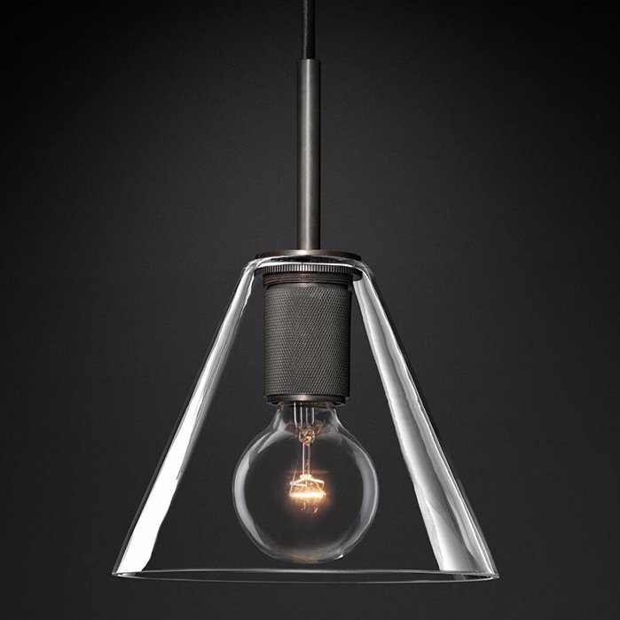 Подвесной светильник RH Utilitaire Funnel Pendant Black Темная бронза Прозрачное Стекло Подвесной светильник RH Utilitaire Funnel Pendant Black Темная бронза Прозрачное Стекло в Липецке | Loft Concept