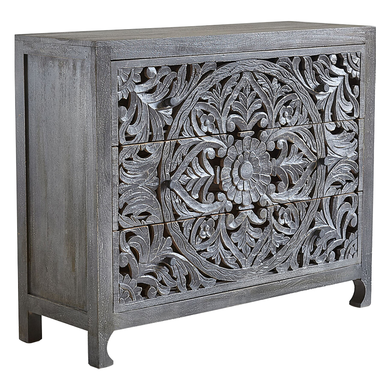 Комод Indian Antique White Furniture Chest of Drawers Kailash серый Серый Комод Indian Antique White Furniture Chest of Drawers Kailash серый Серый в Липецке | Loft Concept