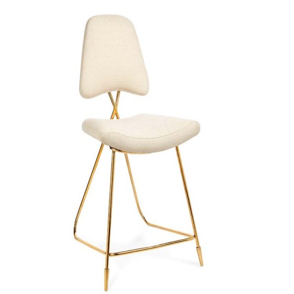 Барный стул Jonathan Adler Maxime Bar stool Бежево-серый Золотой Барный стул Jonathan Adler Maxime Bar stool Бежево-серый Золотой в Липецке | Loft Concept