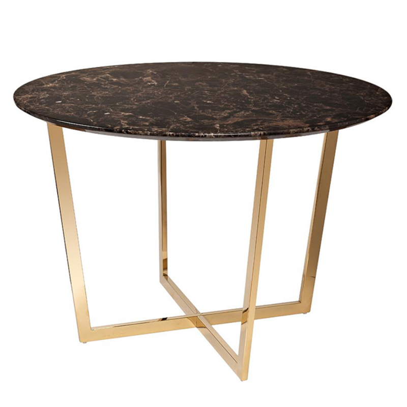 Обеденный стол Dining table Jacques round Brown Коричневый Золотой Обеденный стол Dining table Jacques round Brown Коричневый Золотой в Липецке | Loft Concept