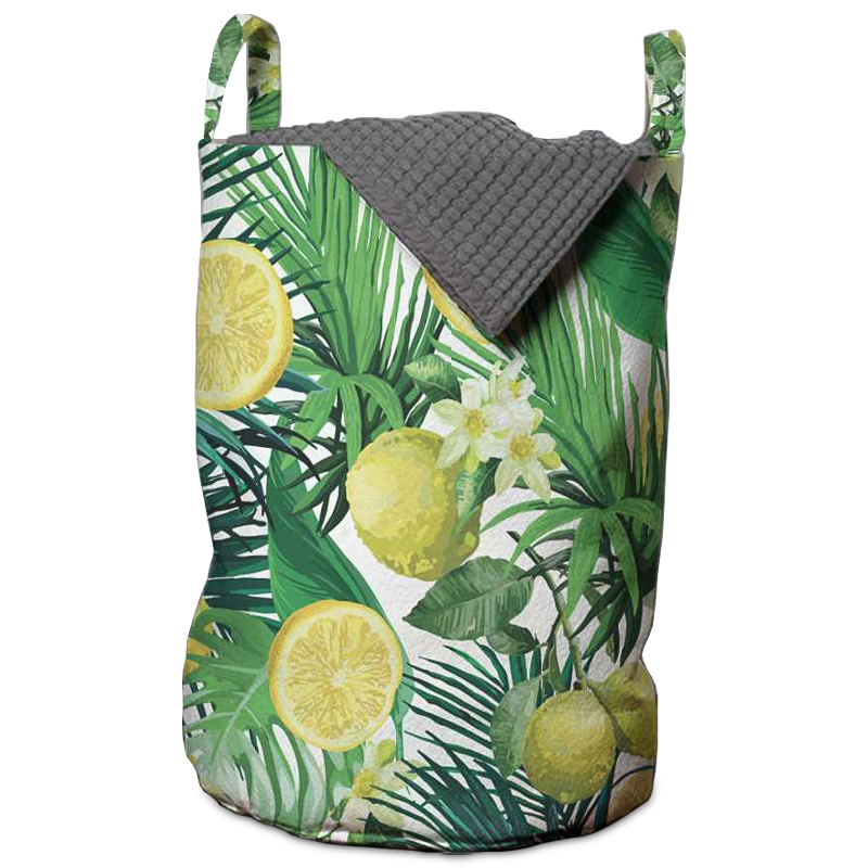 Корзина Tropical Lemons Basket Зеленый Белый Желтый Корзина Tropical Lemons Basket Зеленый Белый Желтый в Липецке | Loft Concept