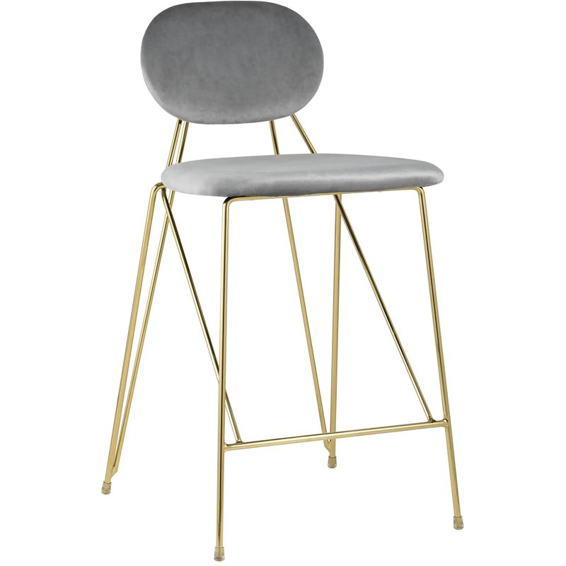 Полубарный Стул Alice Chair Светло-Серый Велюр Серый Золотой Полубарный Стул Alice Chair Светло-Серый Велюр Серый Золотой в Липецке | Loft Concept