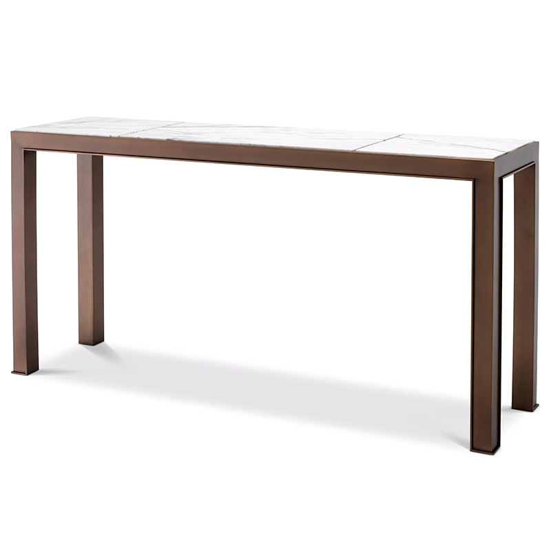 Консоль Eichholtz Console Table Tardieu Белый Мрамор Bianco Бронза Винтажная латунь Консоль Eichholtz Console Table Tardieu Белый Мрамор Bianco Бронза Винтажная латунь в Липецке | Loft Concept