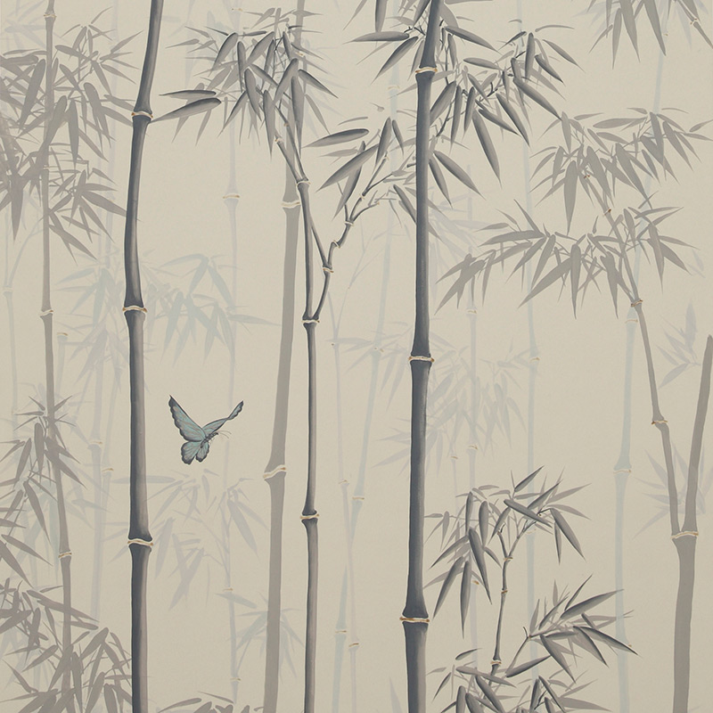 Обои ручная роспись Distant Bamboo Special Colourway on white dyed paper Обои ручная роспись Distant Bamboo Special Colourway on white dyed paper в Липецке | Loft Concept
