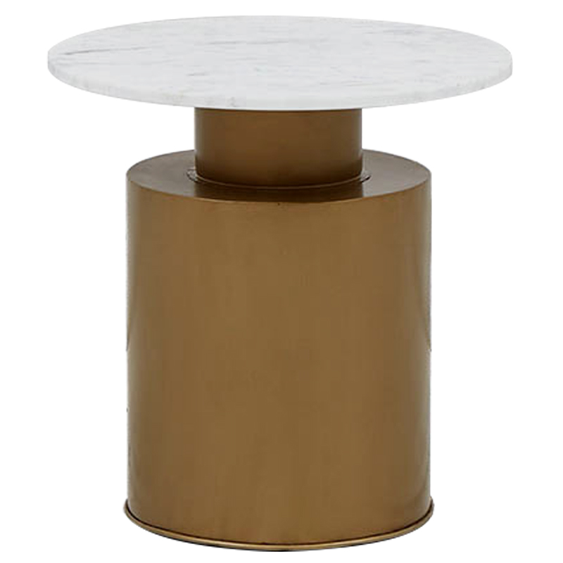 Приставной стол с мраморной столешницей Ela Marble Side Table Белый Мрамор Bianco Золотой Приставной стол с мраморной столешницей Ela Marble Side Table Белый Мрамор Bianco Золотой в Липецке | Loft Concept