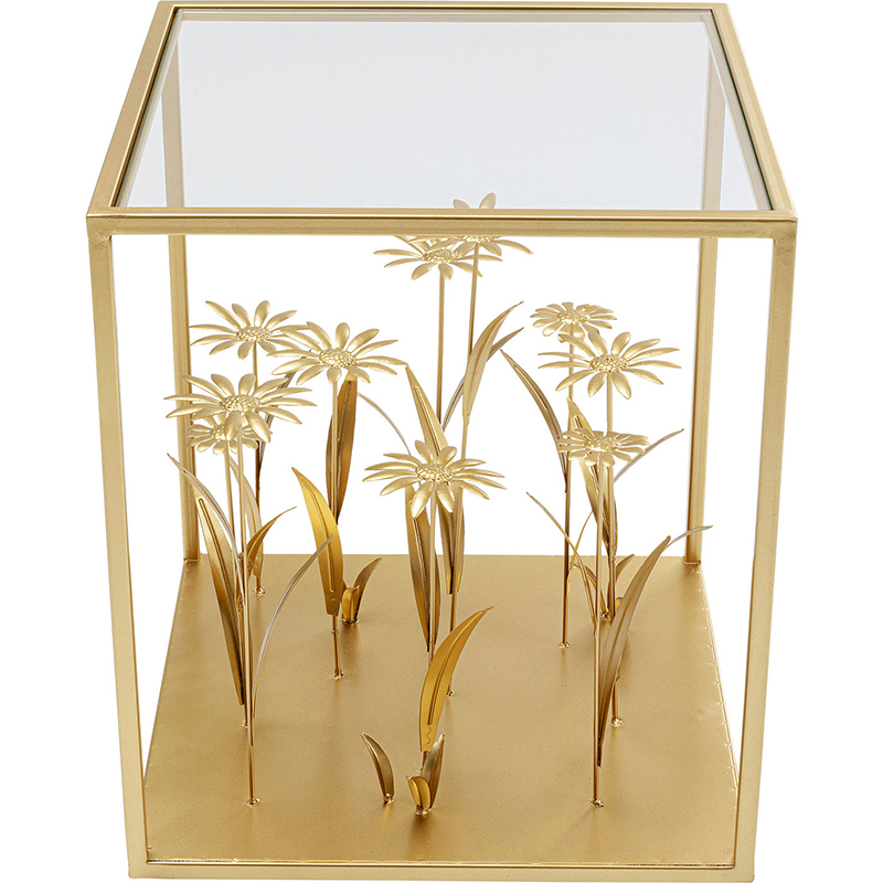 Приставной стол Golden Flowers Золотой Прозрачный Приставной стол Golden Flowers Золотой Прозрачный в Липецке | Loft Concept