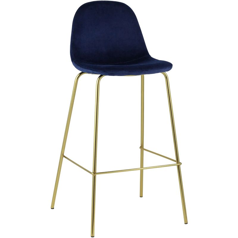 Барный Стул Archie Chair Синий Велюр Синий Золотой Барный Стул Archie Chair Синий Велюр Синий Золотой в Липецке | Loft Concept