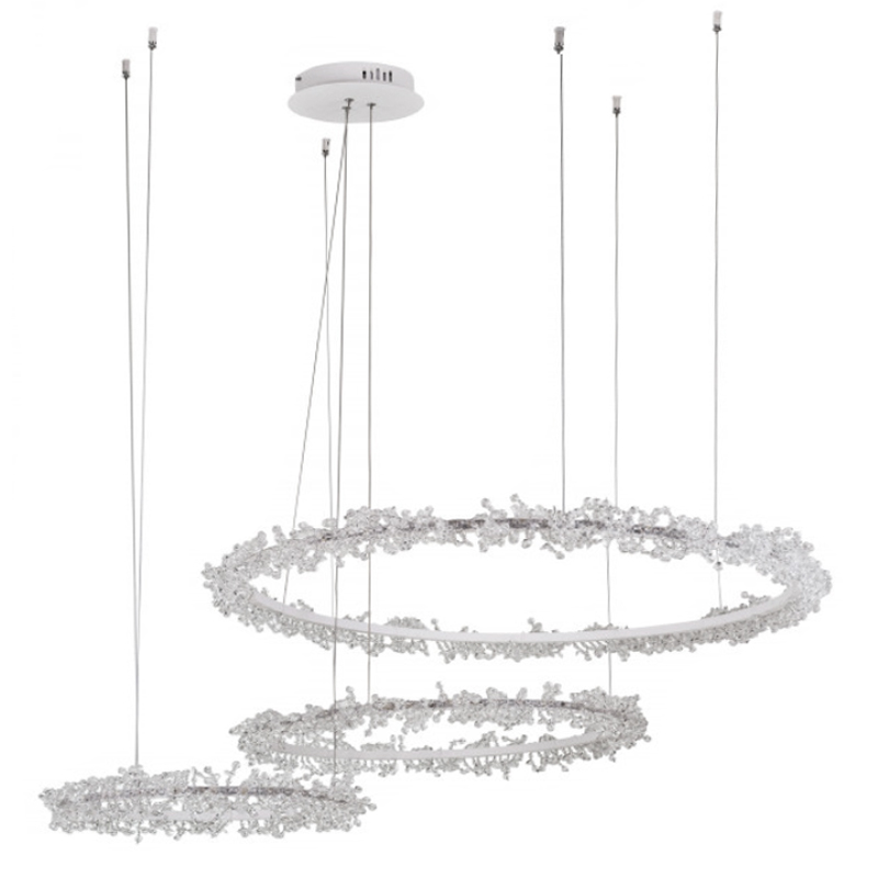 Люстра Crystal round chandelier 3 кольца Белый Прозрачный Белый Люстра Crystal round chandelier 3 кольца Белый Прозрачный Белый в Липецке | Loft Concept