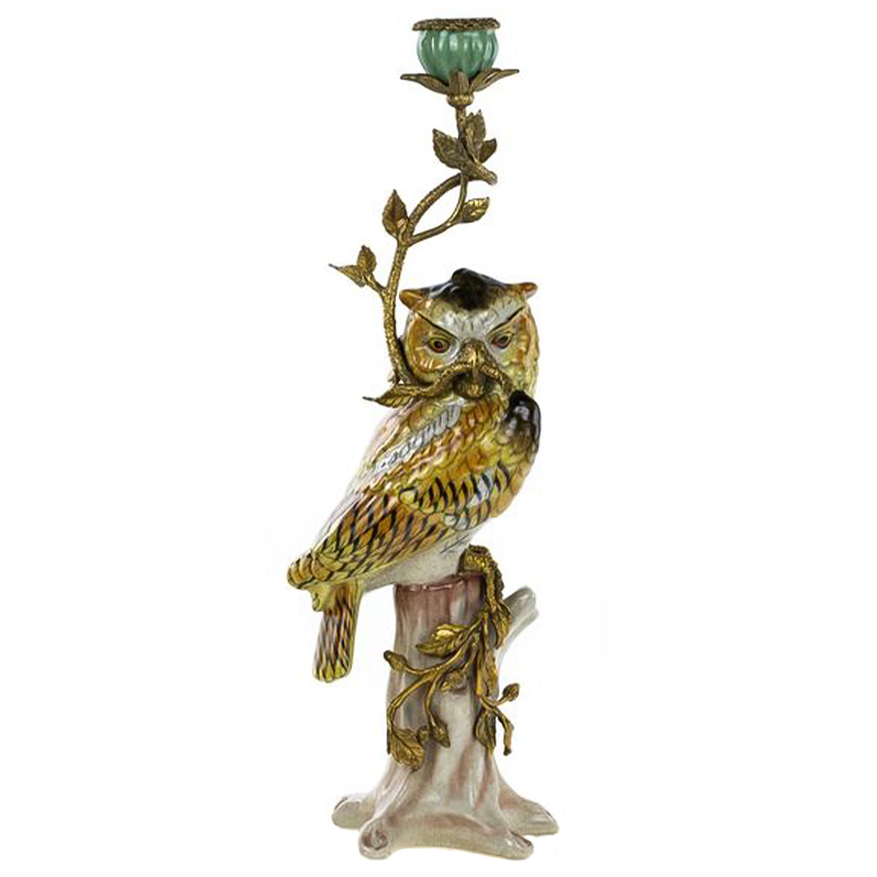 Подсвечник Owl Bronze Branch Candlestick Бронза Желтый Коричневый Подсвечник Owl Bronze Branch Candlestick Бронза Желтый Коричневый в Липецке | Loft Concept