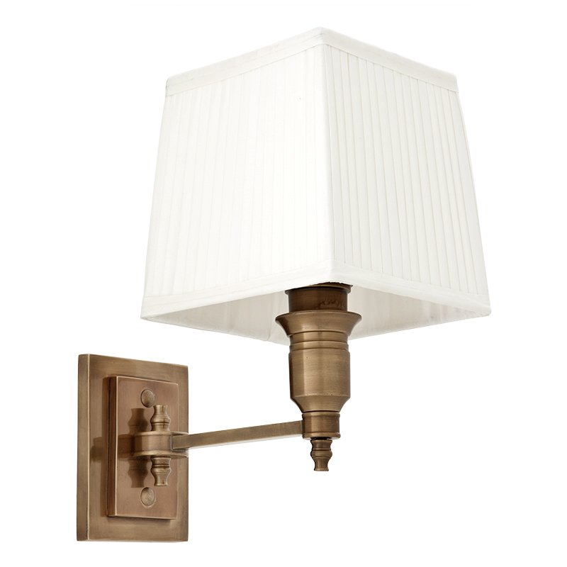 Бра Wall Lamp Lexington Single Brass+White Латунь Античная полированная Белый Бра Wall Lamp Lexington Single Brass+White Латунь Античная полированная Белый в Липецке | Loft Concept