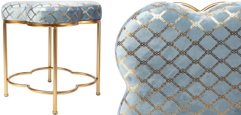Пуф PUF Frame of Clover & Upholstery Gold Mesh голубой Пуф PUF Frame of Clover & Upholstery Gold Mesh голубой - Loft-Concept в Липецке