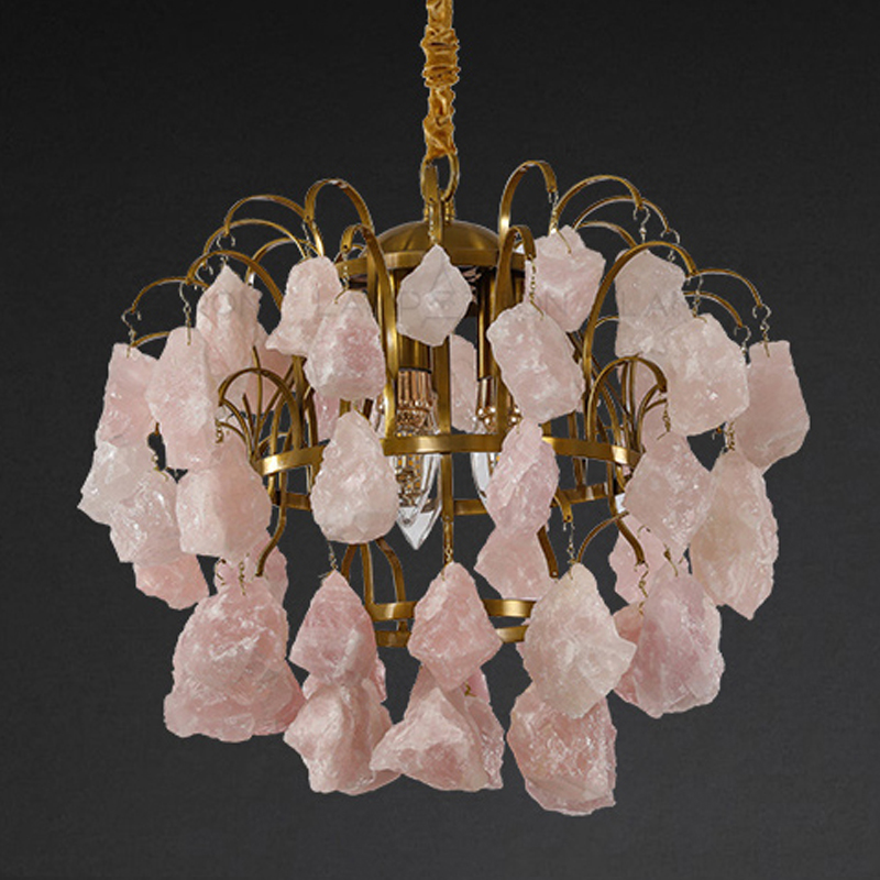 Hardis Pink stone Chandelier 30 Латунь Дымчатая Роза Hardis Pink stone Chandelier 30 Латунь Дымчатая Роза в Липецке | Loft Concept