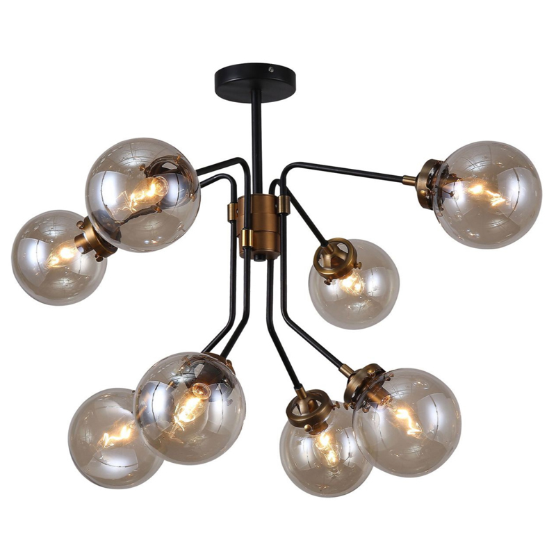 Большой Светильник Bistro Ceiling Globe 8 Черный Стекло Смок Большой Светильник Bistro Ceiling Globe 8 Черный Стекло Смок в Липецке | Loft Concept