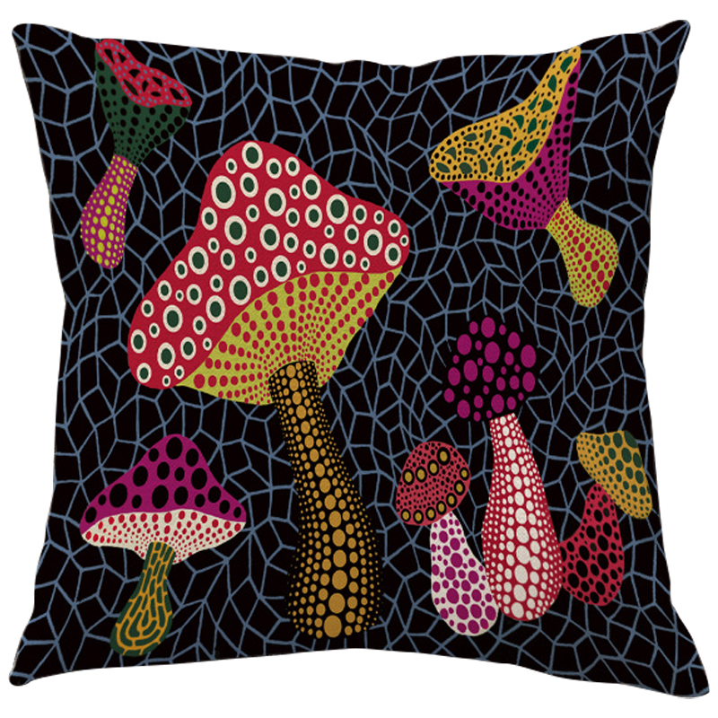 Декоративная подушка Yayoi Kusama Mushrooms Мульти Черный Декоративная подушка Yayoi Kusama Mushrooms Мульти Черный в Липецке | Loft Concept