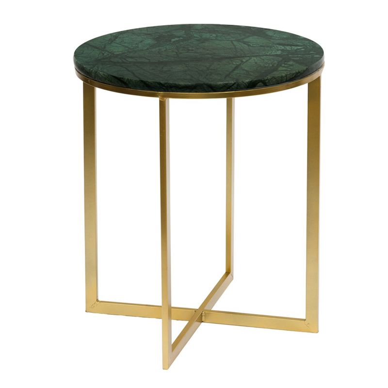 Приставной стол Round Table Marble green Золотой Малахит (зеленый) Приставной стол Round Table Marble green Золотой Малахит (зеленый) в Липецке | Loft Concept
