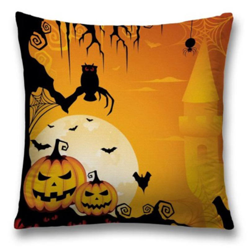 Подушка Halloween Evening Черный Оранжевый Подушка Halloween Evening Черный Оранжевый в Липецке | Loft Concept