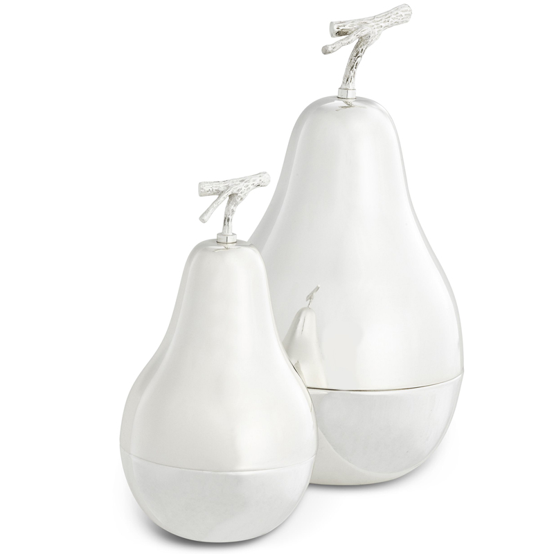 Комплект шкатулок Eichholtz Box Pear Set of 2 Silver Серебряный Комплект шкатулок Eichholtz Box Pear Set of 2 Silver Серебряный в Липецке | Loft Concept