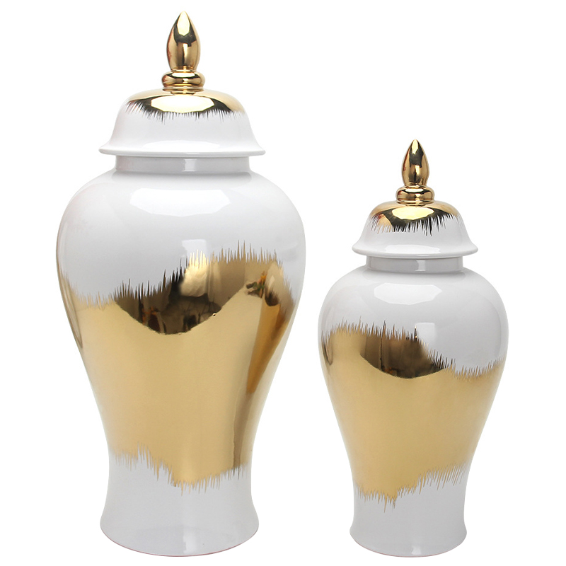 Ваза с крышкой White Gold Spot Vase Золотой Белый Ваза с крышкой White Gold Spot Vase Золотой Белый в Липецке | Loft Concept