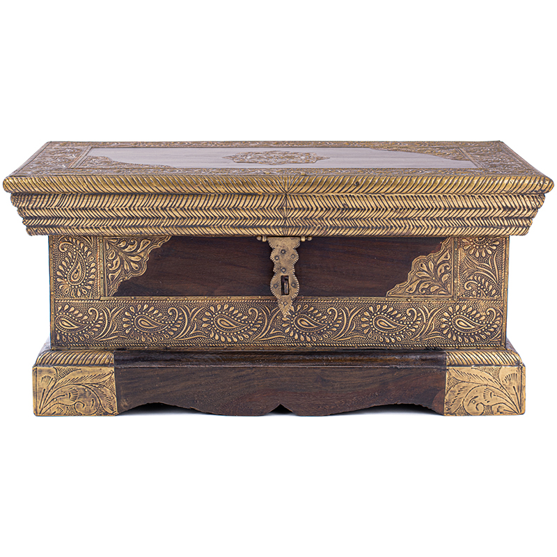 Сундук Wooden Inlaid Chest Коричневый Латунь Сундук Wooden Inlaid Chest Коричневый Латунь в Липецке | Loft Concept