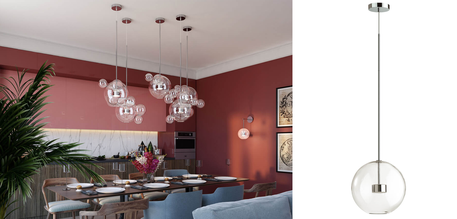 Подвесной светильник Transparent Bubble chromium - фото