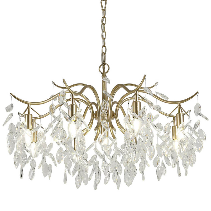 Люстра Hanging Crystal Leaves Chandelier 83 матовое золото Прозрачный (Transparent) Люстра Hanging Crystal Leaves Chandelier 83 матовое золото Прозрачный (Transparent) в Липецке | Loft Concept