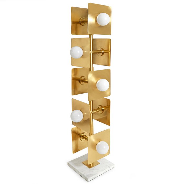 Торшер PUZZLE FLOOR LAMP Латунь Белый Белый Мрамор Bianco Торшер PUZZLE FLOOR LAMP Латунь Белый Белый Мрамор Bianco в Липецке | Loft Concept
