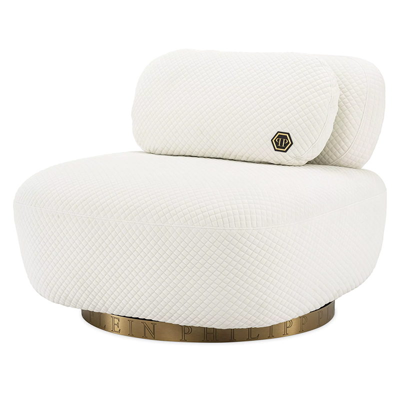 Кресло Philipp Plein Chair Signature White Белый Золотой в Липецке | Loft Concept 