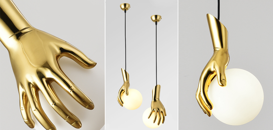 Подвесной светильник Золотая рука Gold Hand Pendant lamp Подвесной светильник Золотая рука Gold Hand Pendant lamp - Loft-Concept в Липецке