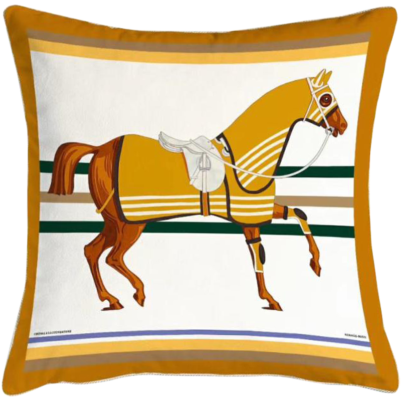 Декоративная подушка Hermes Horse 68 Мульти Горчичный Декоративная подушка Hermes Horse 68 Мульти Горчичный в Липецке | Loft Concept