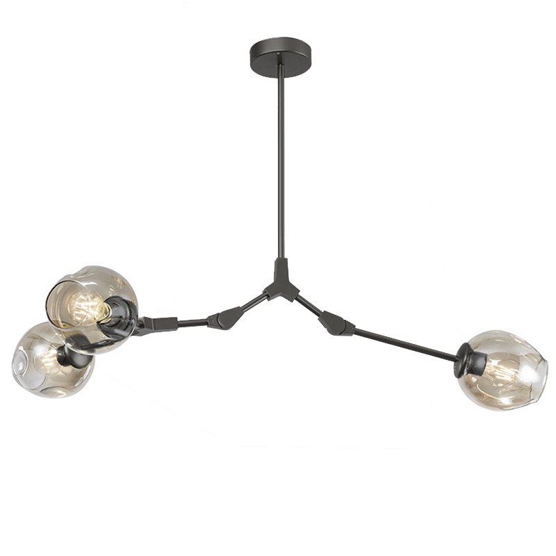 Люстра Сrumpled Glass Bubble Chandelier Gray 3 плафона Прозрачный (Transparent) Черный Люстра Сrumpled Glass Bubble Chandelier Gray 3 плафона Прозрачный (Transparent) Черный в Липецке | Loft Concept