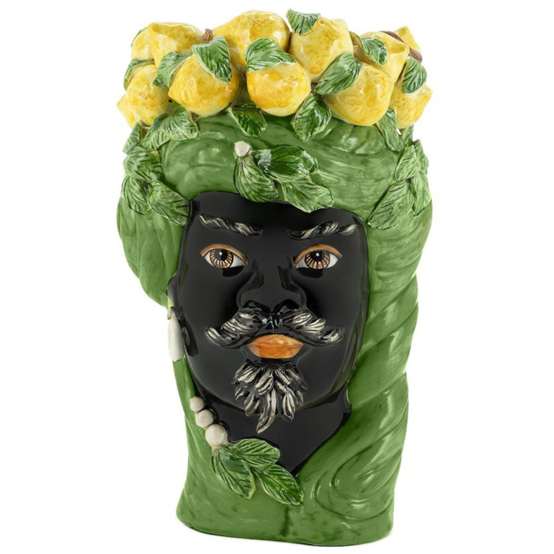 Ваза Vase Lemon Head Man Green Зеленый Желтый Черный Ваза Vase Lemon Head Man Green Зеленый Желтый Черный в Липецке | Loft Concept