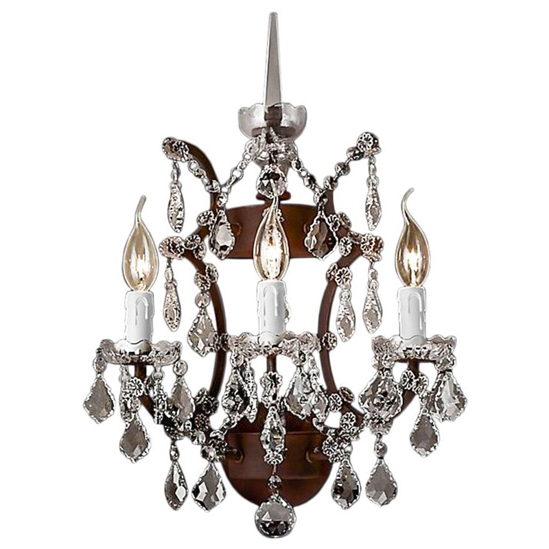 Бра 19th c. Rococo IRON & CLEAR CRYSTAL Brown Wall Lamp Коричневый винтаж Прозрачное Стекло Бра 19th c. Rococo IRON & CLEAR CRYSTAL Brown Wall Lamp Коричневый винтаж Прозрачное Стекло в Липецке | Loft Concept