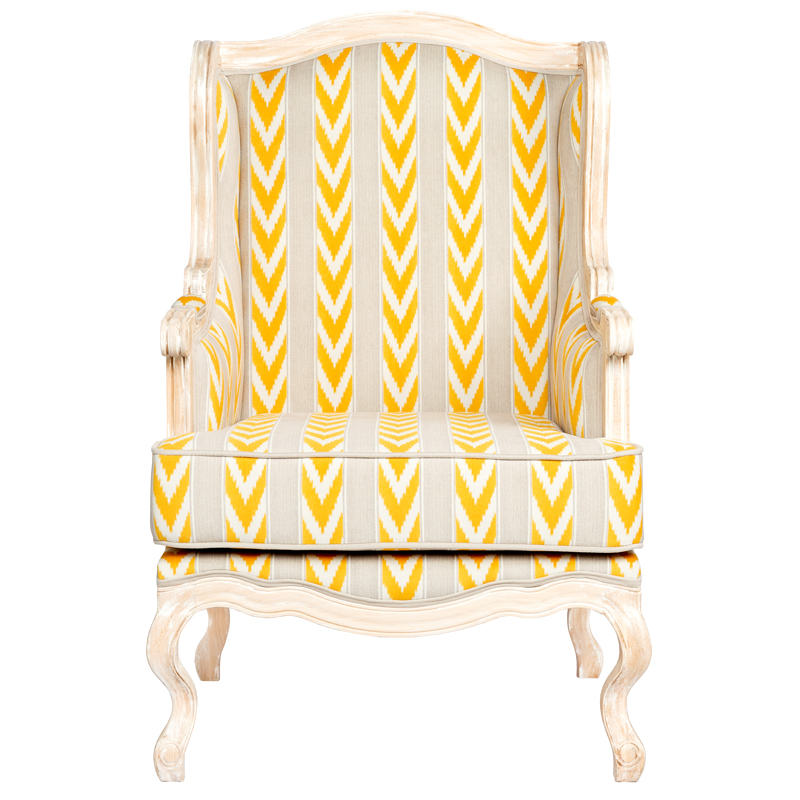 Кресло Ikat Pattern с желтым узором Белый Желтый Бежевый Кресло Ikat Pattern с желтым узором Белый Желтый Бежевый в Липецке | Loft Concept