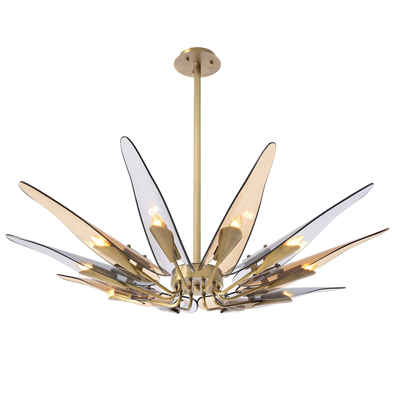 Люстра Eichholtz Chandelier Sky Янтарный Стекло Смок Латунь Люстра Eichholtz Chandelier Sky Янтарный Стекло Смок Латунь в Липецке | Loft Concept