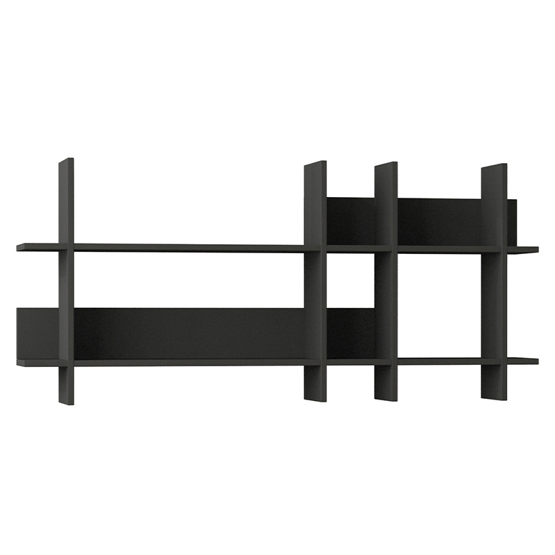 Полка прямая подвесная двухъярусная цвета антрацит BEADS BOOKCASE ANTHRACITE Антрацит Серый Полка прямая подвесная двухъярусная цвета антрацит BEADS BOOKCASE ANTHRACITE Антрацит Серый в Липецке | Loft Concept