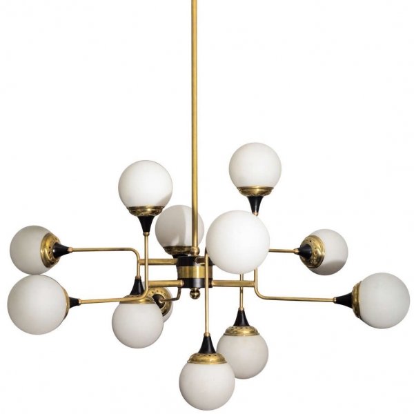 Люстра Ball Valley Random Chandelier Белый Латунь Черный Люстра Ball Valley Random Chandelier Белый Латунь Черный в Липецке | Loft Concept