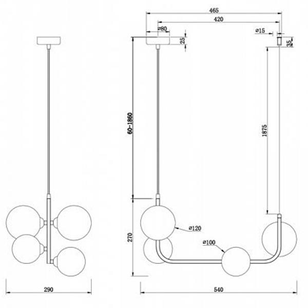 Люстра Marcan 4 Ball Chandelier Black Line Люстра Marcan 4 Ball Chandelier Black Line в Липецке