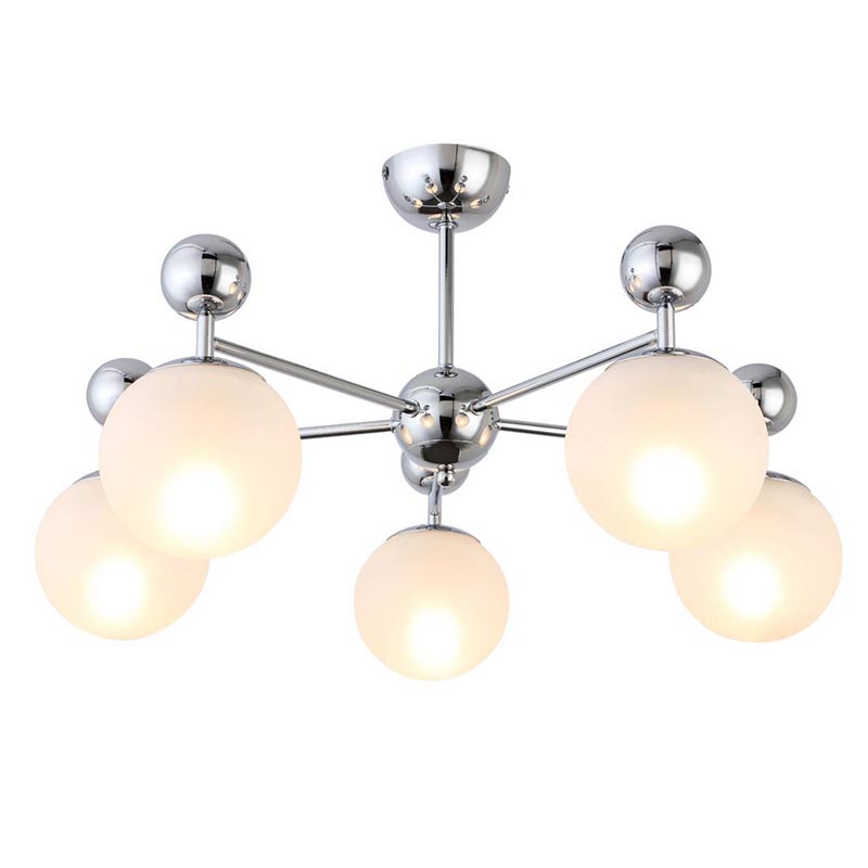 Потолочная люстра Demian Chrome Chandelier Хром Белый Потолочная люстра Demian Chrome Chandelier Хром Белый в Липецке | Loft Concept