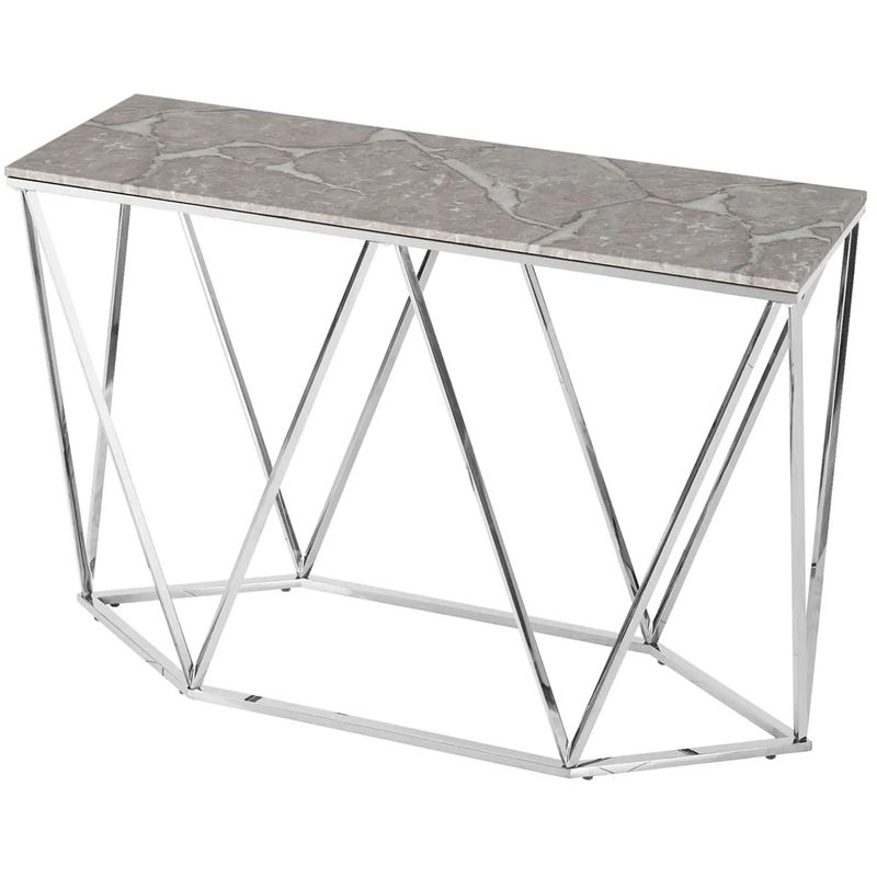 Консоль Kovaldzhi Collection Frame Geometry Silver Бежево-серый Белый Мрамор Bianco Серебряный в Липецке | Loft Concept 