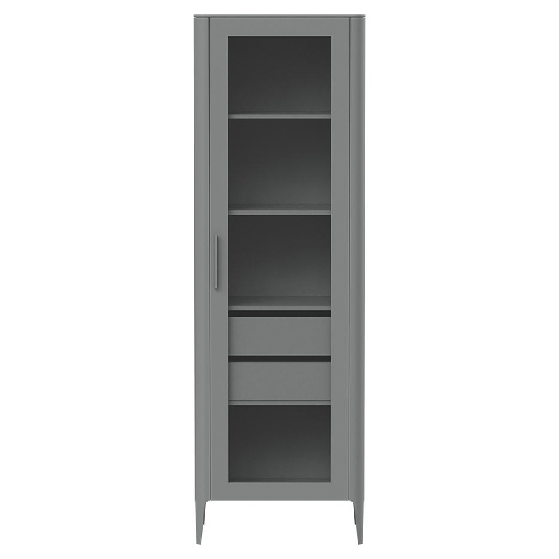 Витрина серая со стеклянной дверью с 4-мя полками и 2-мя ящиками Type  Серый в Липецке | Loft Concept 