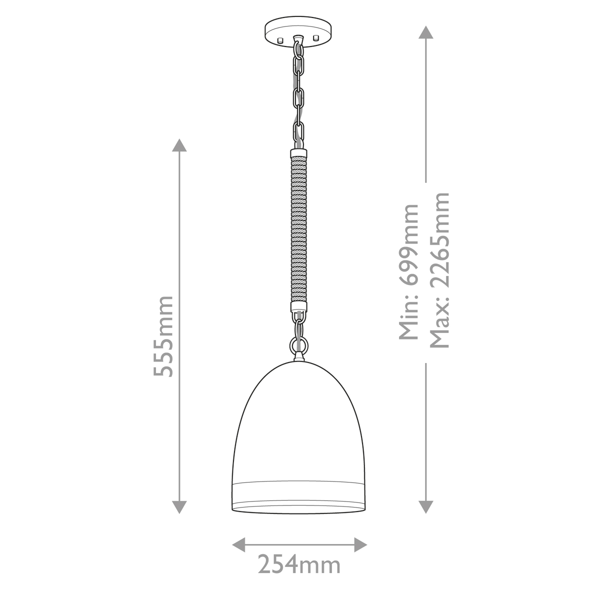 Подвесной светильник белый колоколообразный с декоративной обмоткой из веревки Hinkley в Липецке