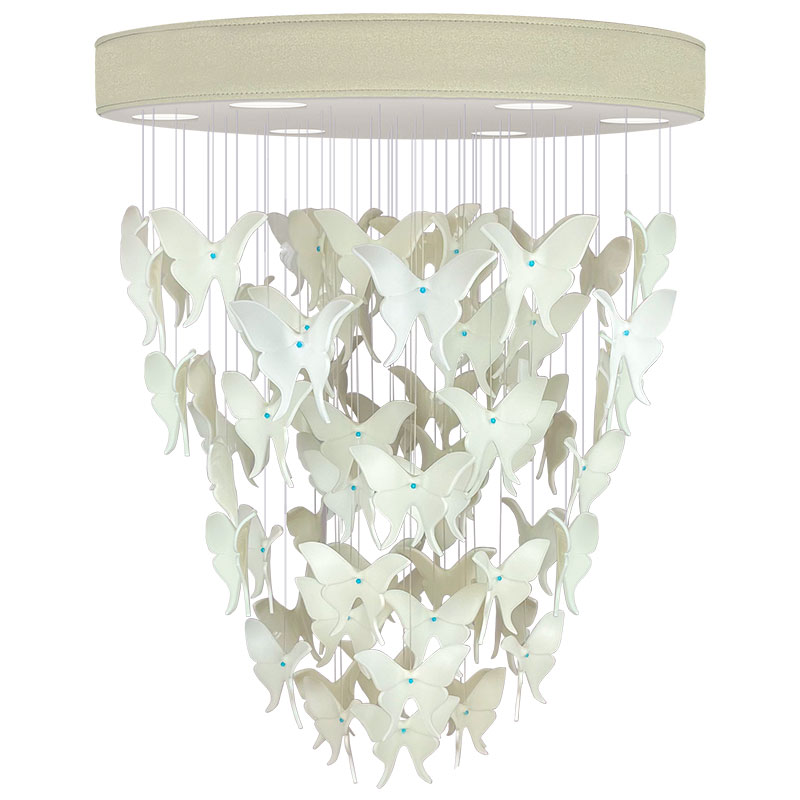 Люстра Белые Бабочки Жемчужно-серая база Night Butterflies Chandelier Бежево-серый Белый Люстра Белые Бабочки Жемчужно-серая база Night Butterflies Chandelier Бежево-серый Белый в Липецке | Loft Concept