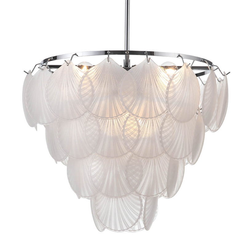 Люстра Glass Shells Suspension Chandelier Белый Хром Люстра Glass Shells Suspension Chandelier Белый Хром в Липецке | Loft Concept