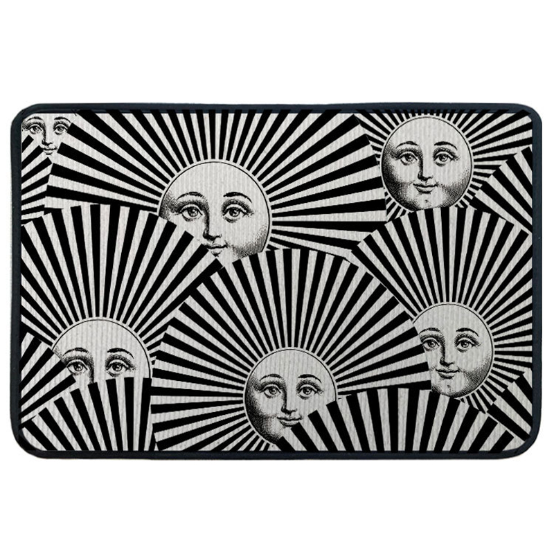 Ковер для прихожей и ванной Fornasetti Soli a Ventaglio Черно-белый в Липецке | Loft Concept 