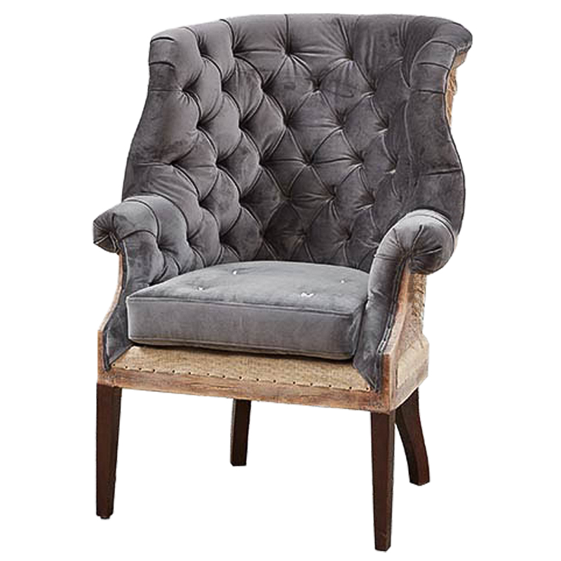 Кресло Gamilton Armchair Gray Серый Коричневый Кресло Gamilton Armchair Gray Серый Коричневый в Липецке | Loft Concept