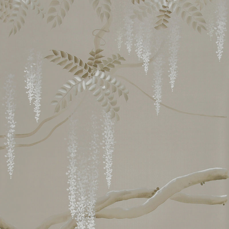 Обои ручная роспись Wisteria Limewash on Lead Grey dyed silk Обои ручная роспись Wisteria Limewash on Lead Grey dyed silk в Липецке | Loft Concept