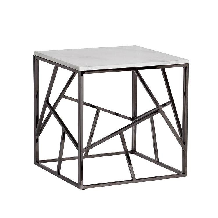 Приставной стол Serene Furnishing Dark Chrome Marble Top Хром Белый Приставной стол Serene Furnishing Dark Chrome Marble Top Хром Белый в Липецке | Loft Concept