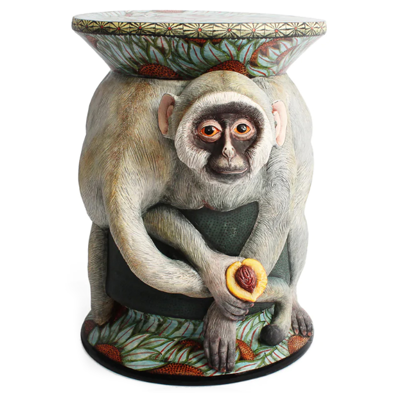 Табурет Обезьяна с фруктом ручная работа Monkey Side Table Серый Табурет Обезьяна с фруктом ручная работа Monkey Side Table Серый в Липецке | Loft Concept