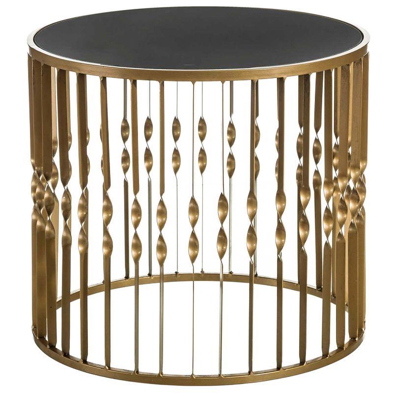 Круглый кофейный стол Arla Round Coffee Table Черный Золотой Круглый кофейный стол Arla Round Coffee Table Черный Золотой в Липецке | Loft Concept