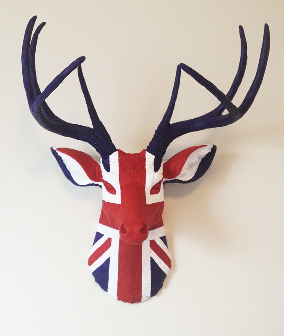 Голова оленя - Union jack Черный Голова оленя - Union jack Черный в Липецке | Loft Concept